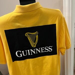 UPCYCLED - OOAK GUINNESS BEER - Hagger POLO SHIRT COTTON YELLOW SIZE LARGE